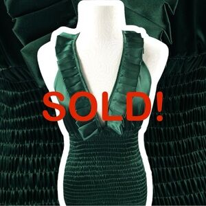 Sequoia & Gita S&G Emerald Satin Halter Dress